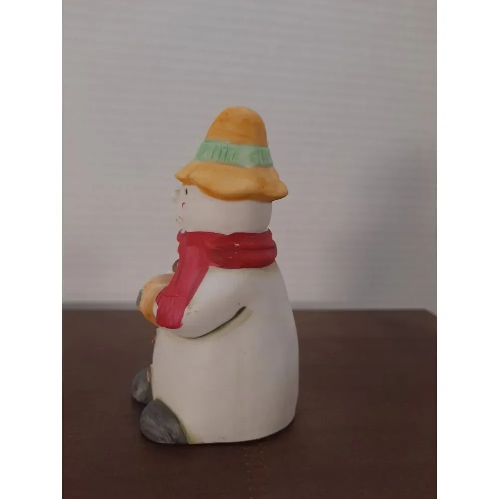 Vintage FEI Snowman Christmas Ceramic Bell Holiday Décor 4 Inches Tall‎